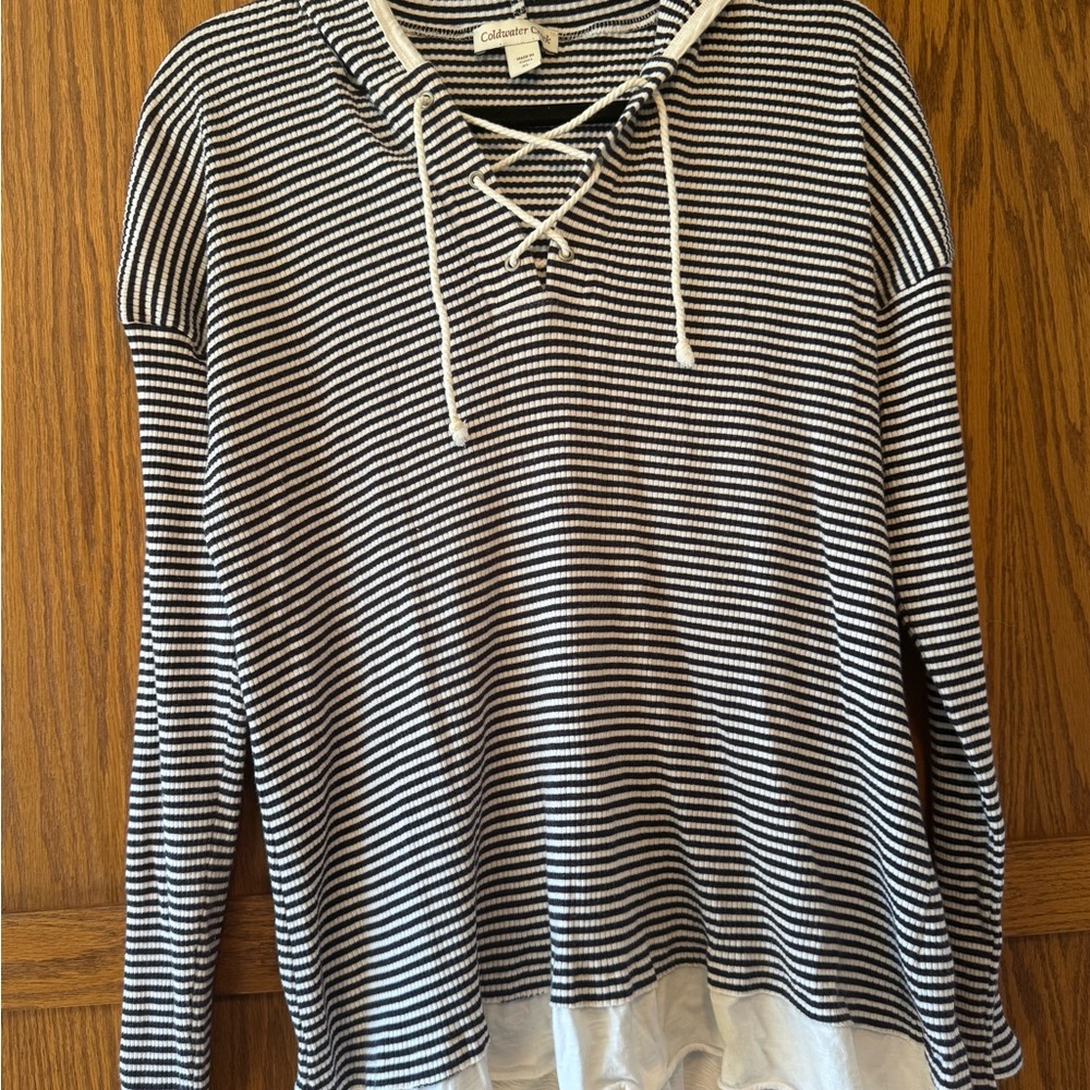 Coldwater Creek Lace-Up Pullover Hoodie